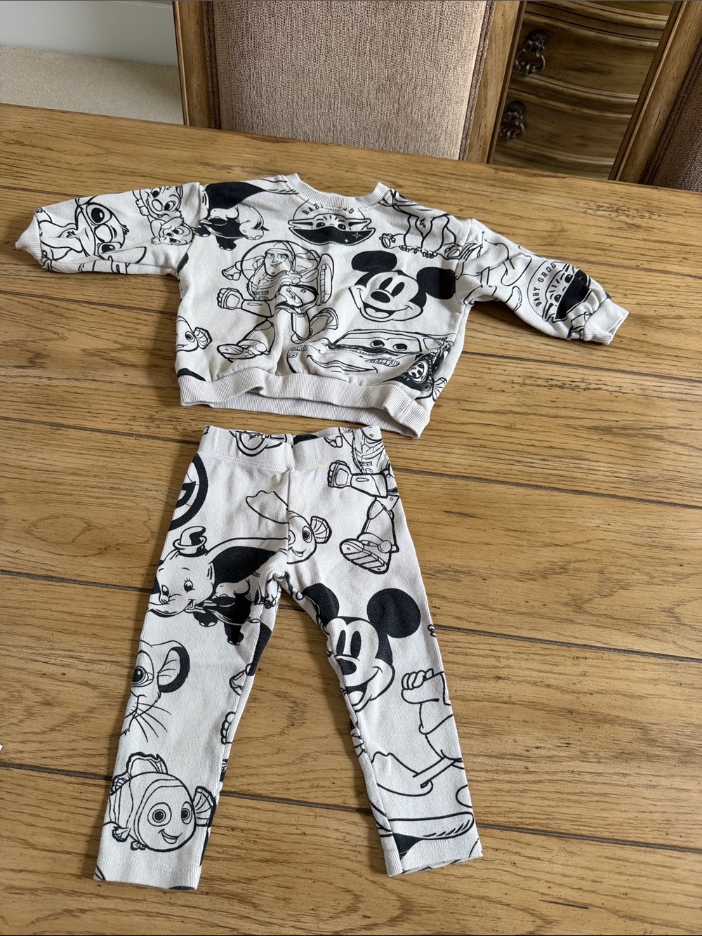 Zara Gray & Black Disney Character sweatshirt and pant Set